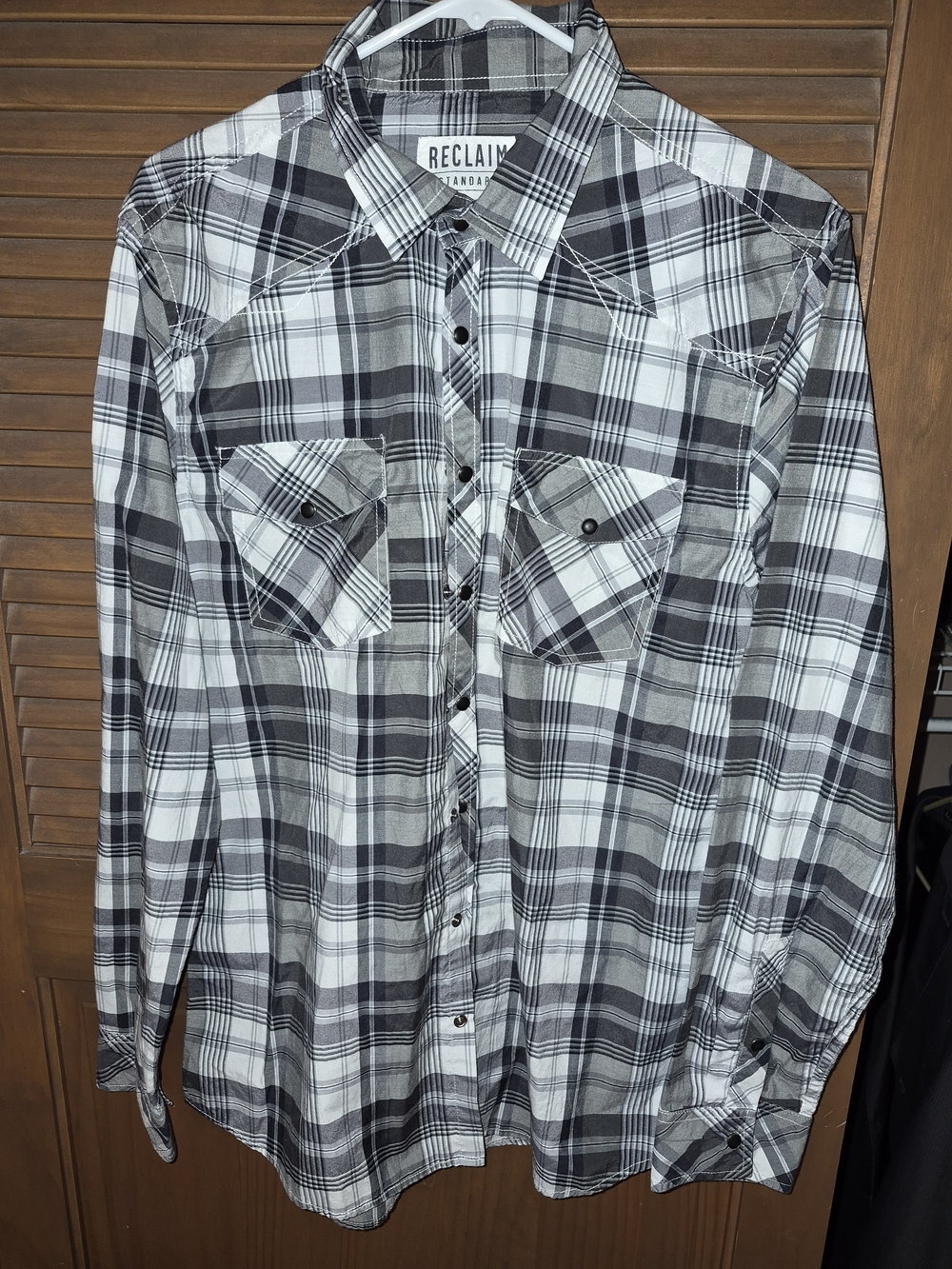 Reclaimed Vintage Black & White Plaid Button-Down Shirt